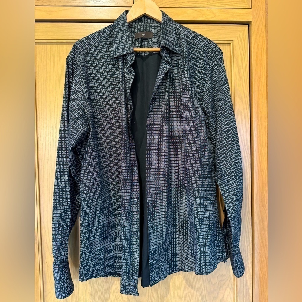 Z Zegna Men's Geometric Button Down Dress Shirt / 43